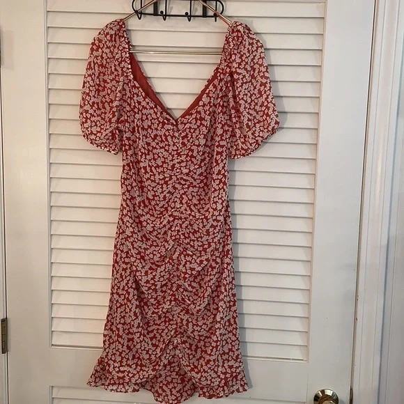 ASTR The Label Floral Ruffle Mini Lined Ruched Front and Back Dress - Picture 7 of 10